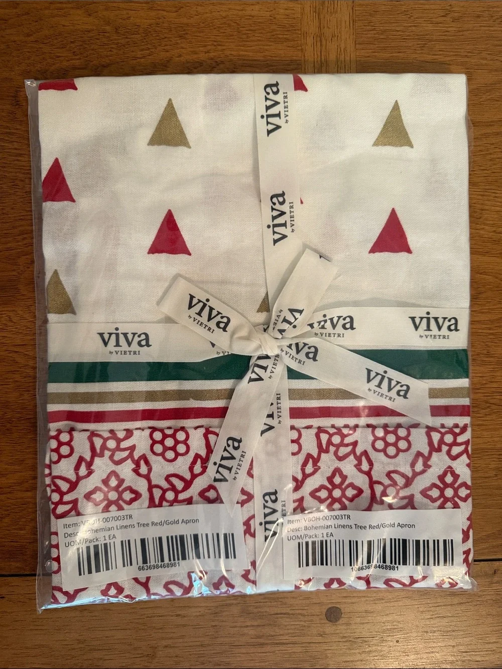 Viva by Vietri Red & Gold Holiday Tree Apron